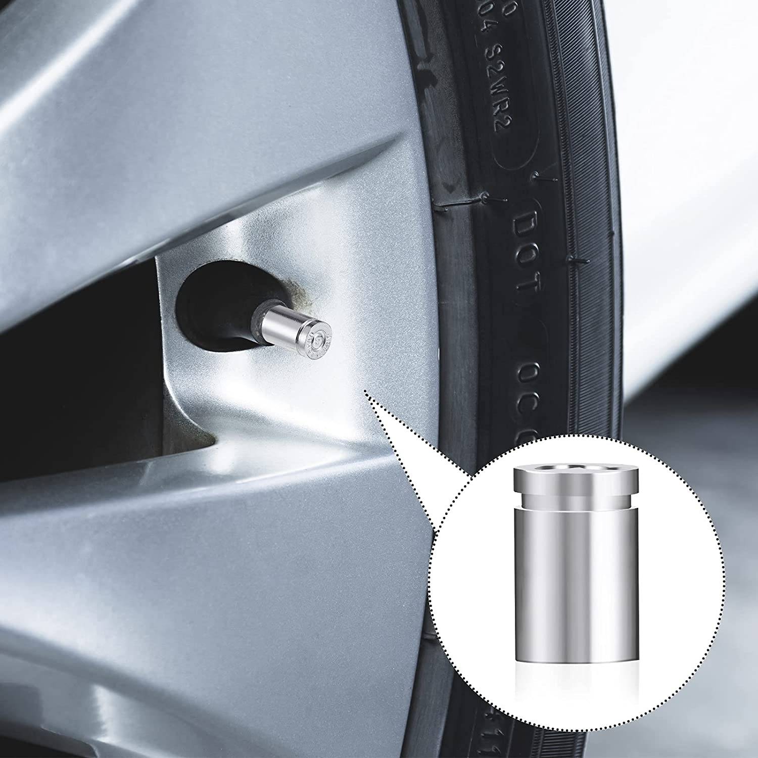 4pc. Tire Valve Stem Caps Casing Valve Stem Tire Gear Valve Caps Metal Aluminum Air Tire Caps Airtight Air Caps for Vehicles Cars, Trucks, Bicycles, Motorcycles and ATV