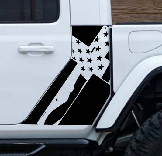 cross american flag decals fits jeep gladiator