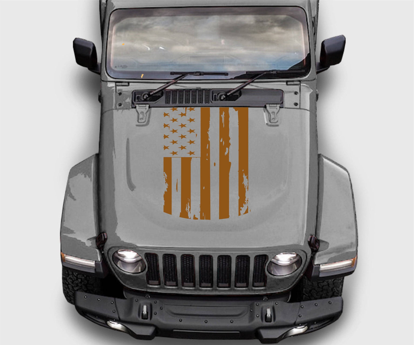 Distressed American Flag Hood Decal Stickers for Trucks, Jeeps, Cars. Universal.