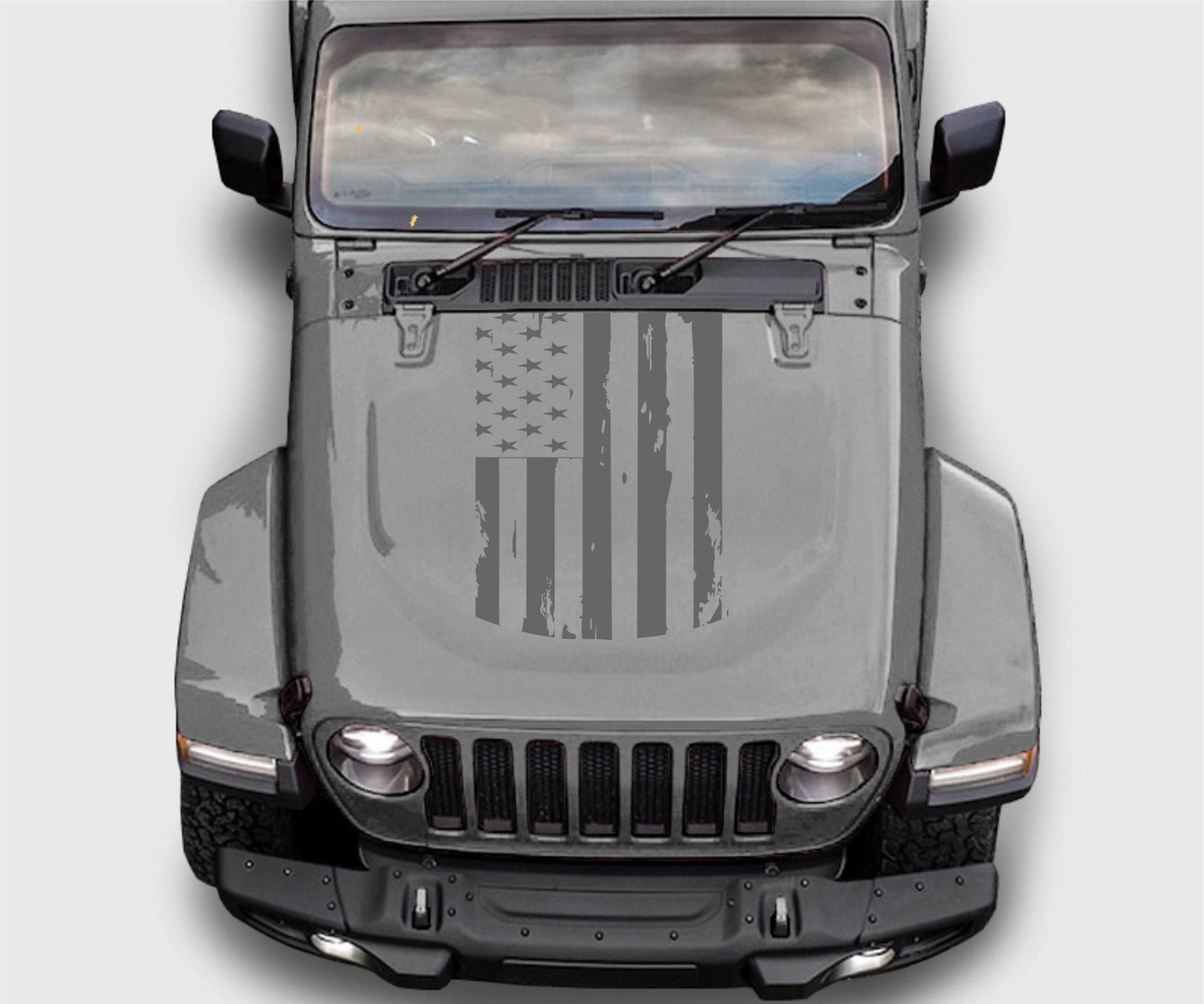 Distressed American Flag Hood Decal Stickers for Trucks, Jeeps, Cars. Universal.
