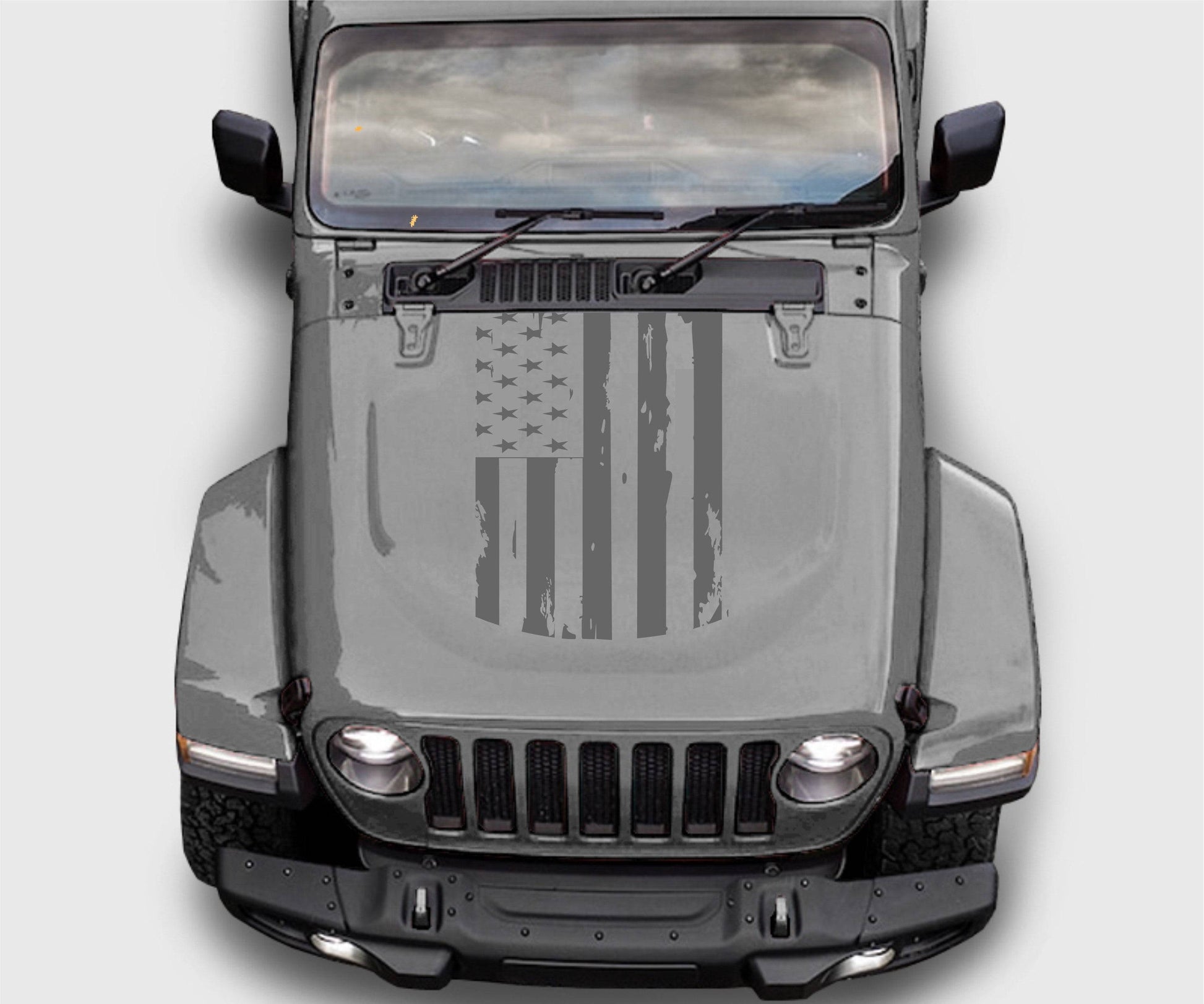 Distressed American Flag Hood Decal Stickers for Trucks, Jeeps, Cars. Universal.