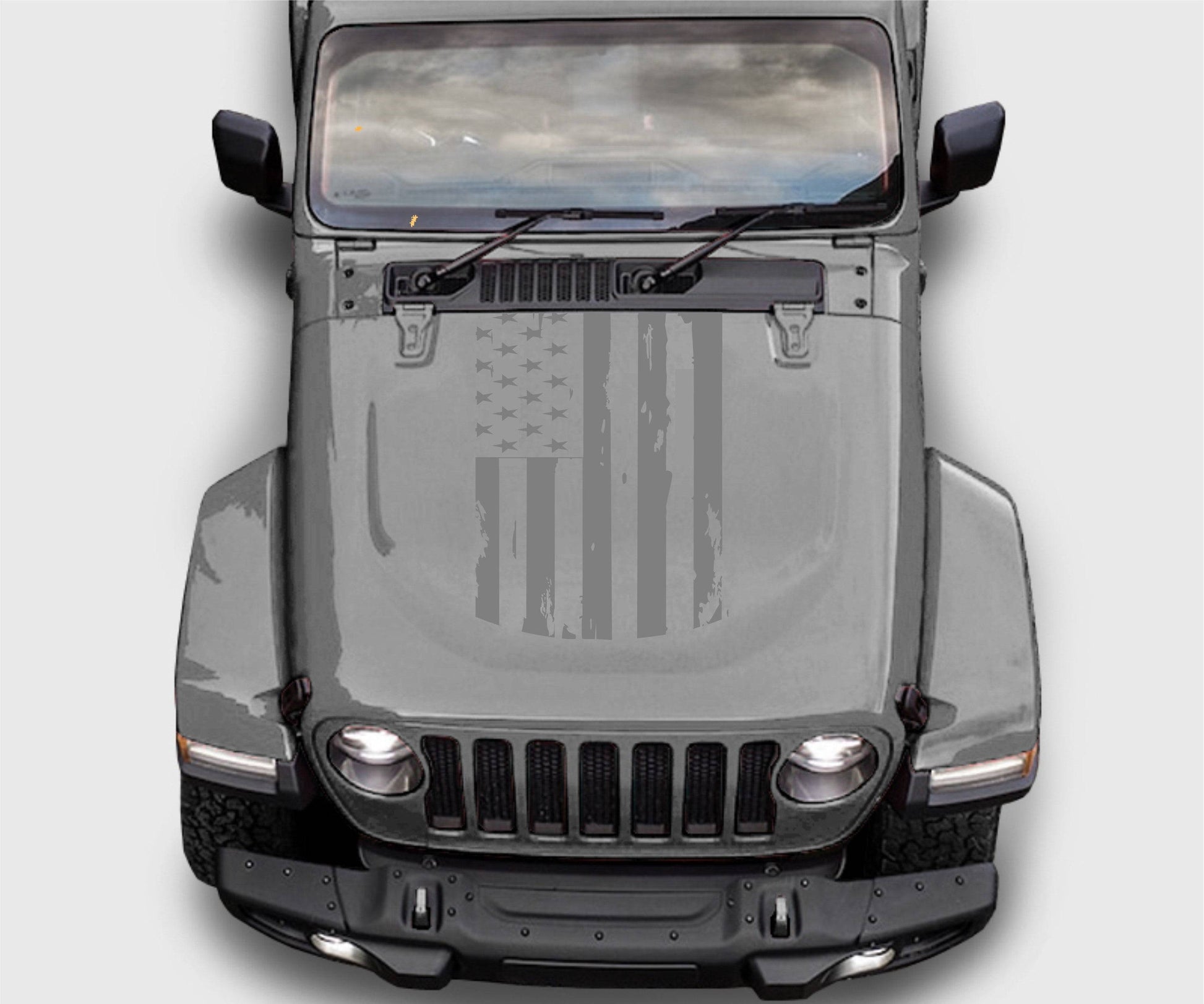 Distressed American Flag Hood Decal Stickers for Trucks, Jeeps, Cars. Universal.