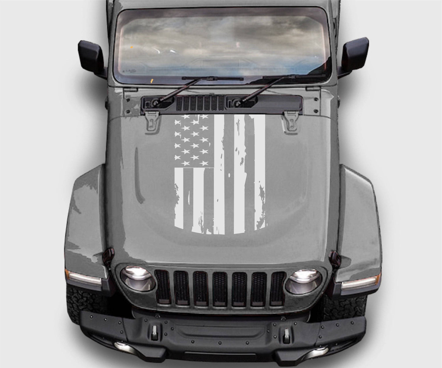 Distressed American Flag Hood Decal Stickers for Trucks, Jeeps, Cars. Universal.