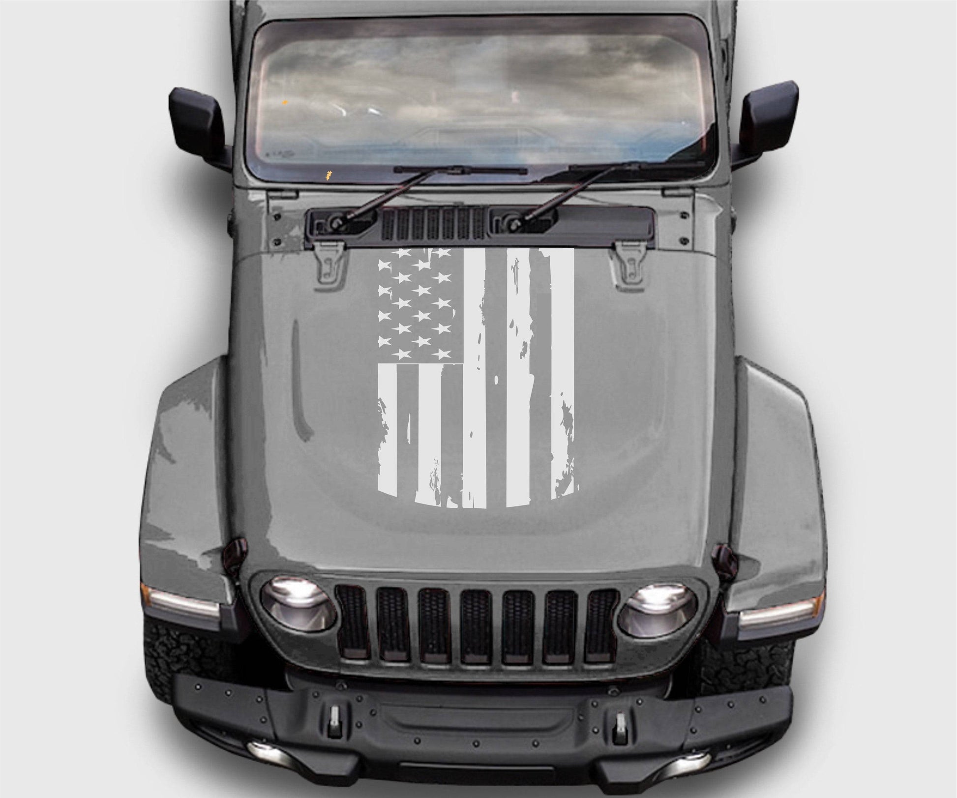 Distressed American Flag Hood Decal Stickers for Trucks, Jeeps, Cars. Universal.