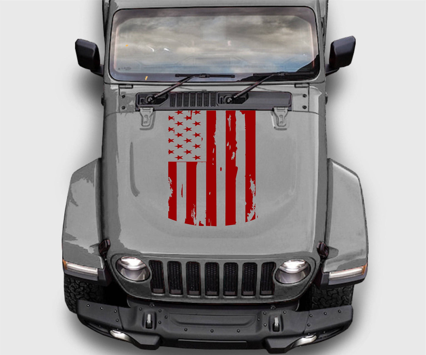 Distressed American Flag Hood Decal Stickers for Trucks, Jeeps, Cars. Universal.