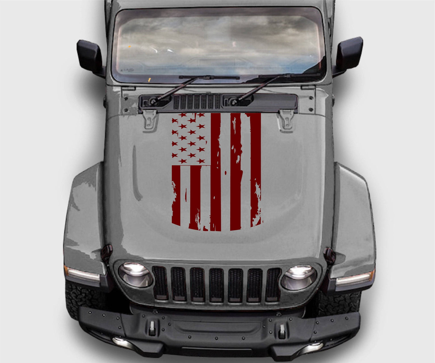 Distressed American Flag Hood Decal Stickers for Trucks, Jeeps, Cars. Universal.