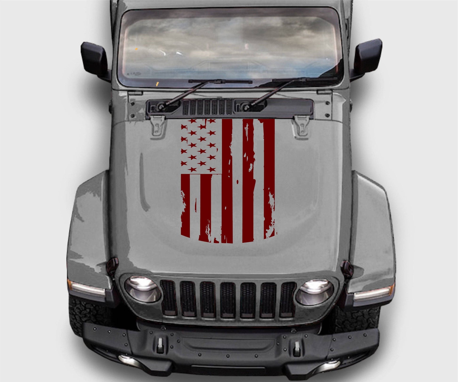 Distressed American Flag Hood Decal Stickers for Trucks, Jeeps, Cars. Universal.