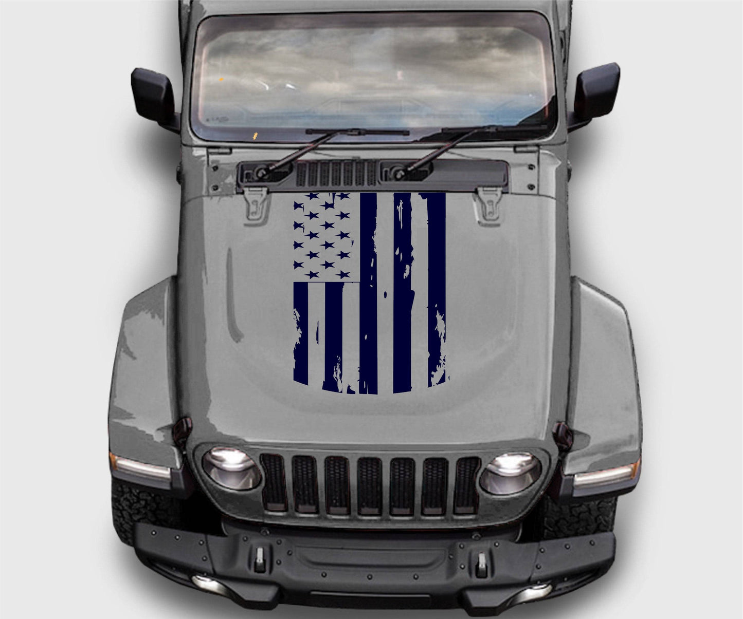 Distressed American Flag Hood Decal Stickers for Trucks, Jeeps, Cars. Universal.
