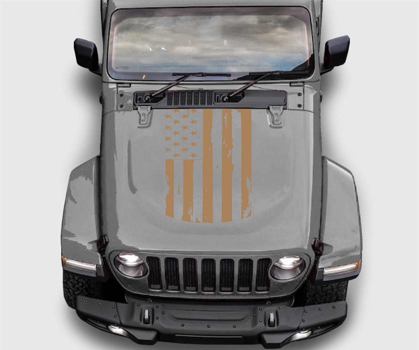 Distressed American Flag Hood Decal Stickers for Trucks, Jeeps, Cars. Universal.