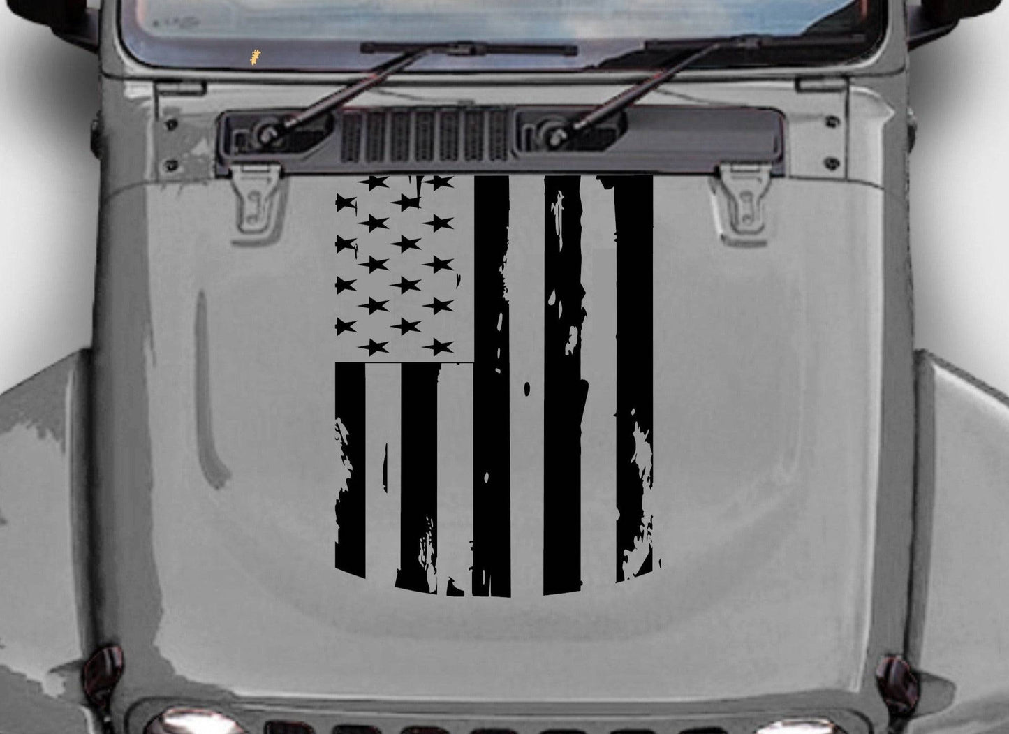 Distressed American Flag Hood Decal Stickers for Trucks, Jeeps, Cars. Universal.