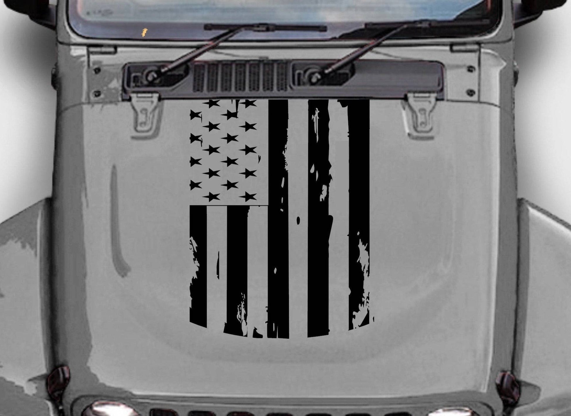 Distressed American Flag Hood Decal Stickers for Trucks, Jeeps, Cars. Universal.