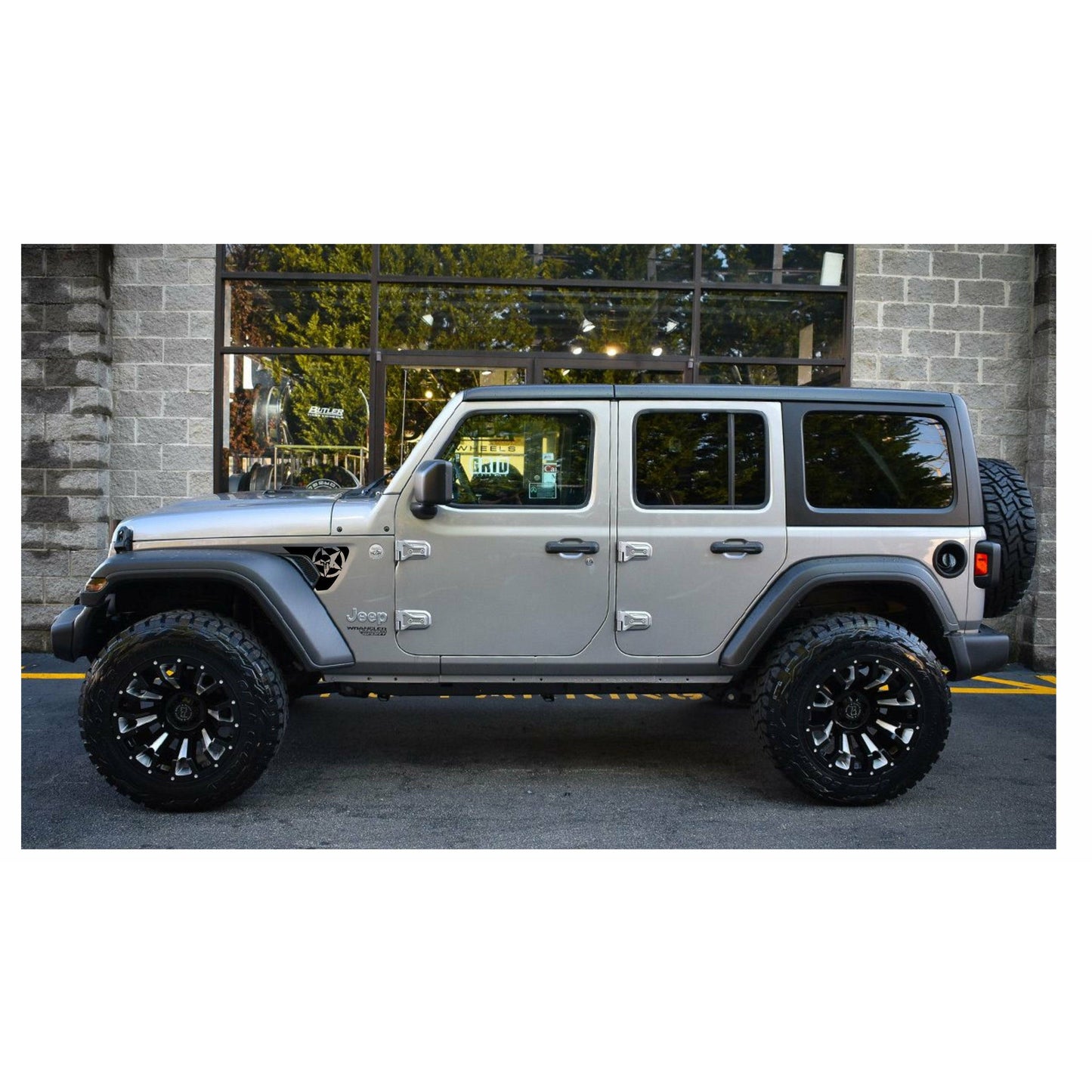 Set of Military Star Punisher Fender Vents Decal Stickers for Jeep Wrangler JL & Jeep Gladiator Trucks