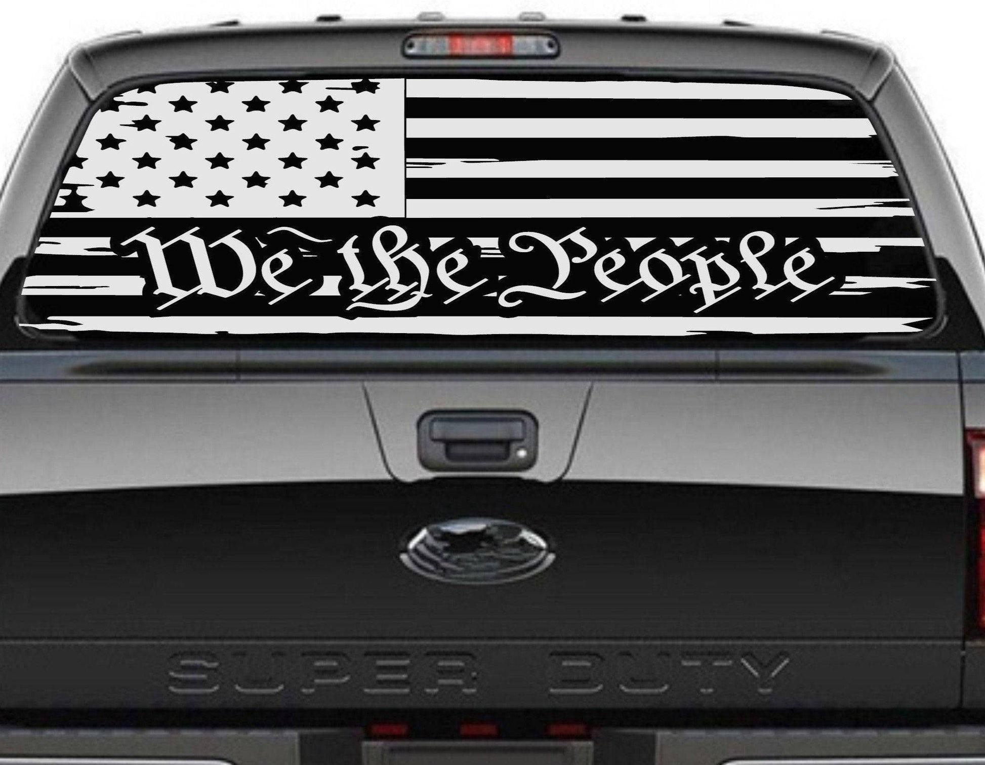"We The People" Distressed American Flag Decal Stickers Patriotic Vinyl Decal for Any Trucks, SUV's Rear Window