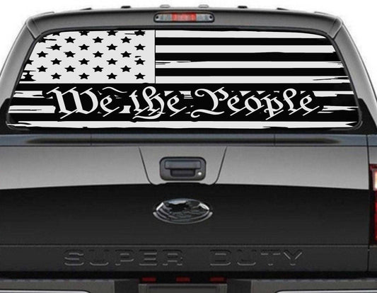 "We The People" Distressed American Flag Decal Stickers Patriotic Vinyl Decal for Any Trucks, SUV's Rear Window