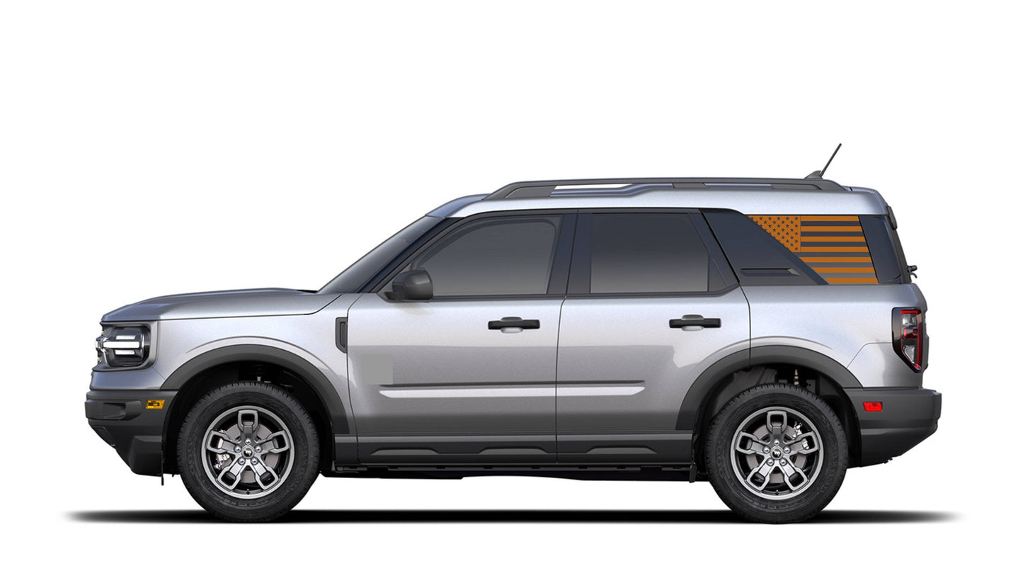 Set of American Flag Decal Stickers for 2021+ Ford Bronco Sport's Side Rear Quarter Windows