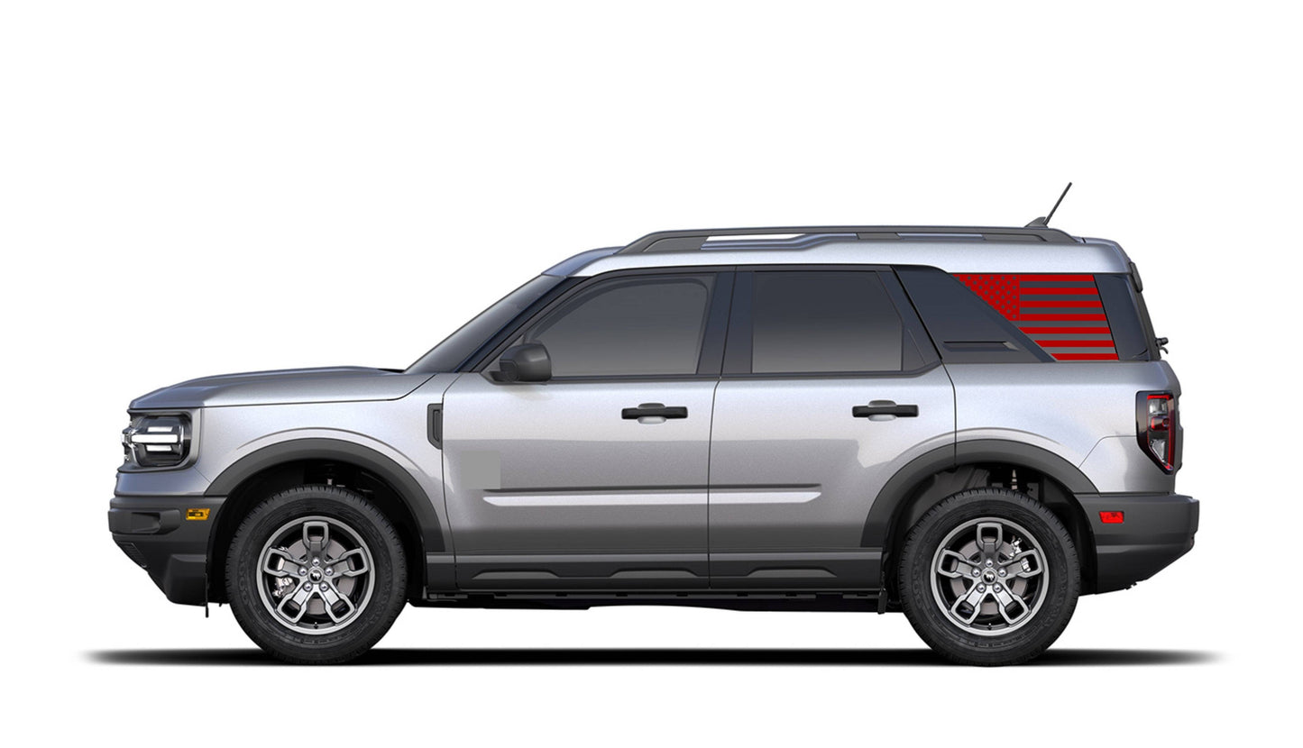 Set of American Flag Decal Stickers for 2021+ Ford Bronco Sport's Side Rear Quarter Windows