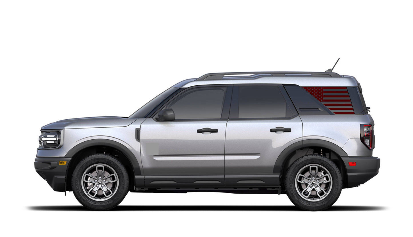 Set of American Flag Decal Stickers for 2021+ Ford Bronco Sport's Side Rear Quarter Windows