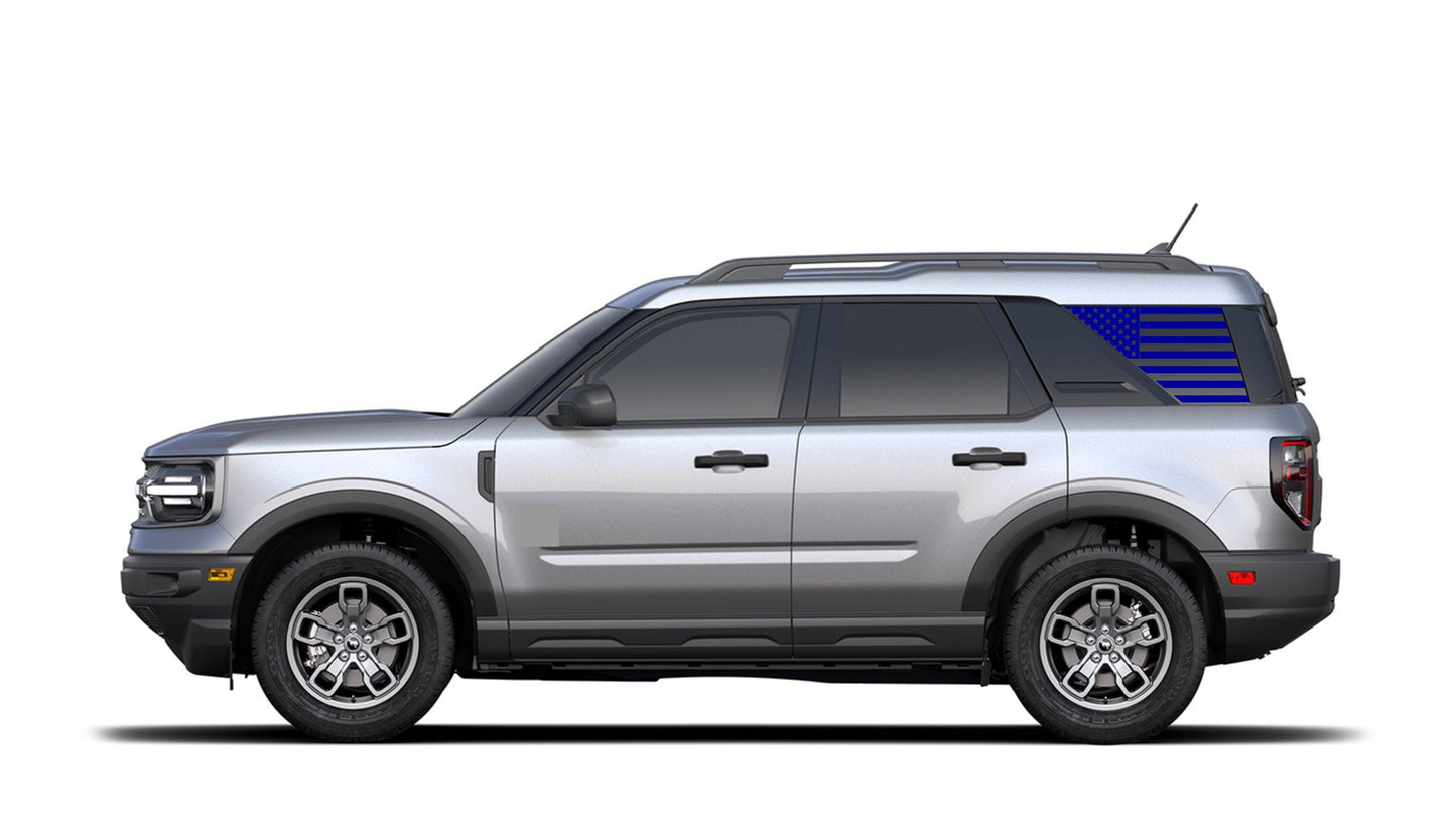 Set of American Flag Decal Stickers for 2021+ Ford Bronco Sport's Side Rear Quarter Windows