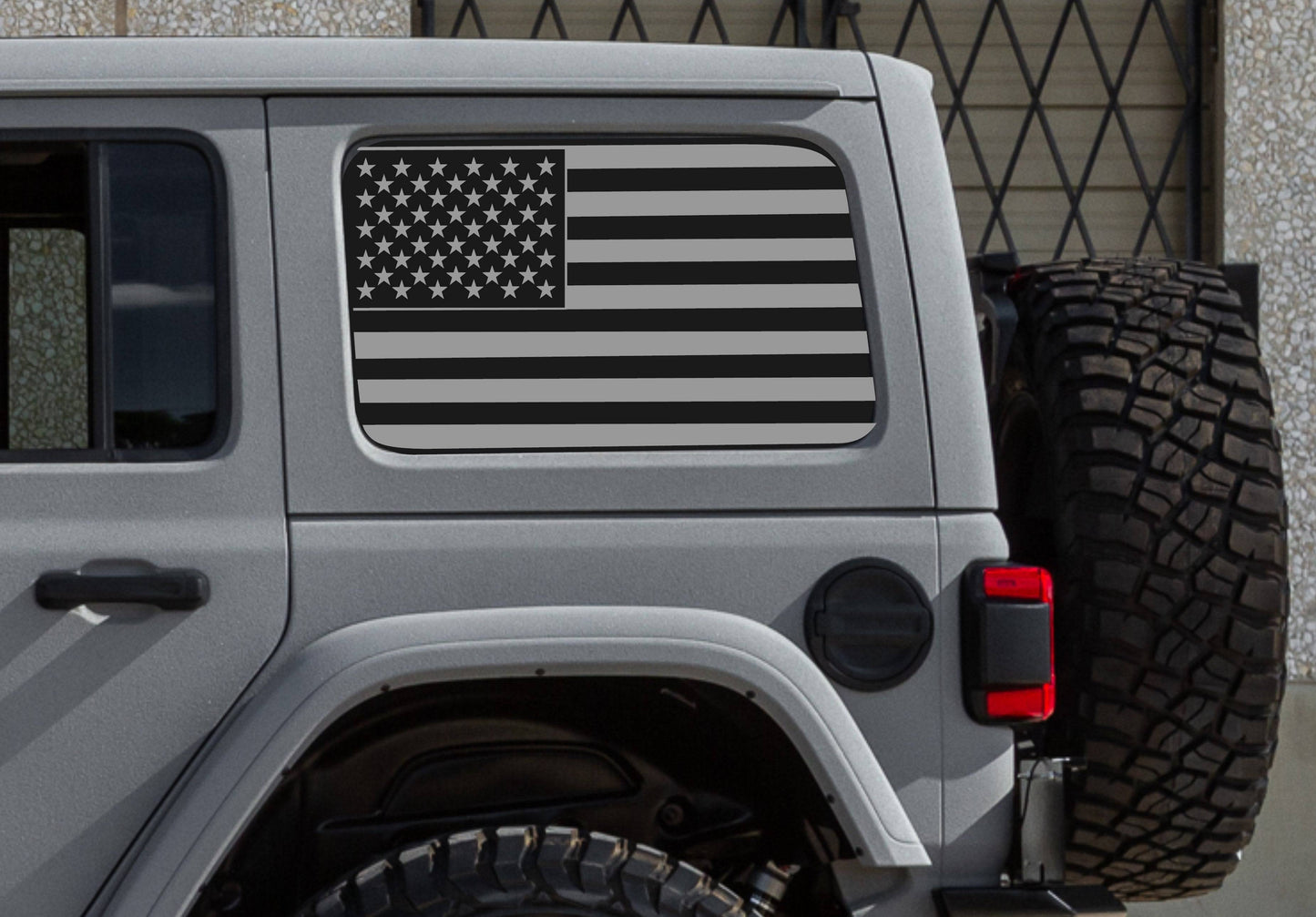 SET OF AMERICAN FLAG VINYL DECALS FOR JEEP WRANGLER JL 4-DOOR REAR SIDE WINDOWS