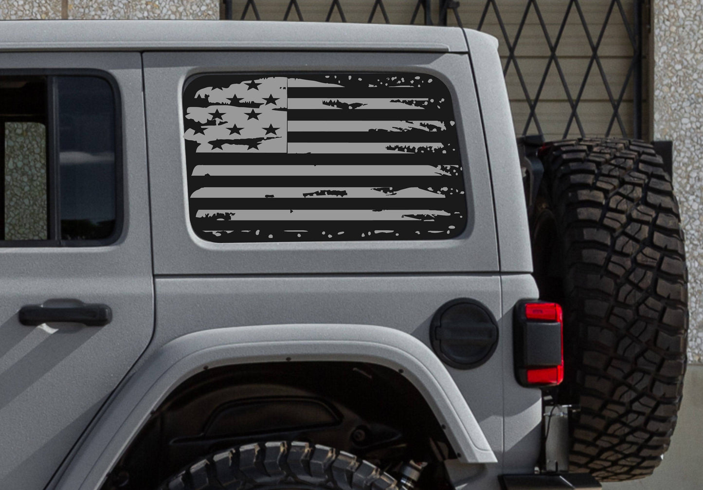 SET OF AMERICAN FLAG VINYL DECALS FOR JEEP WRANGLER JL 4-DOOR REAR SIDE WINDOWS