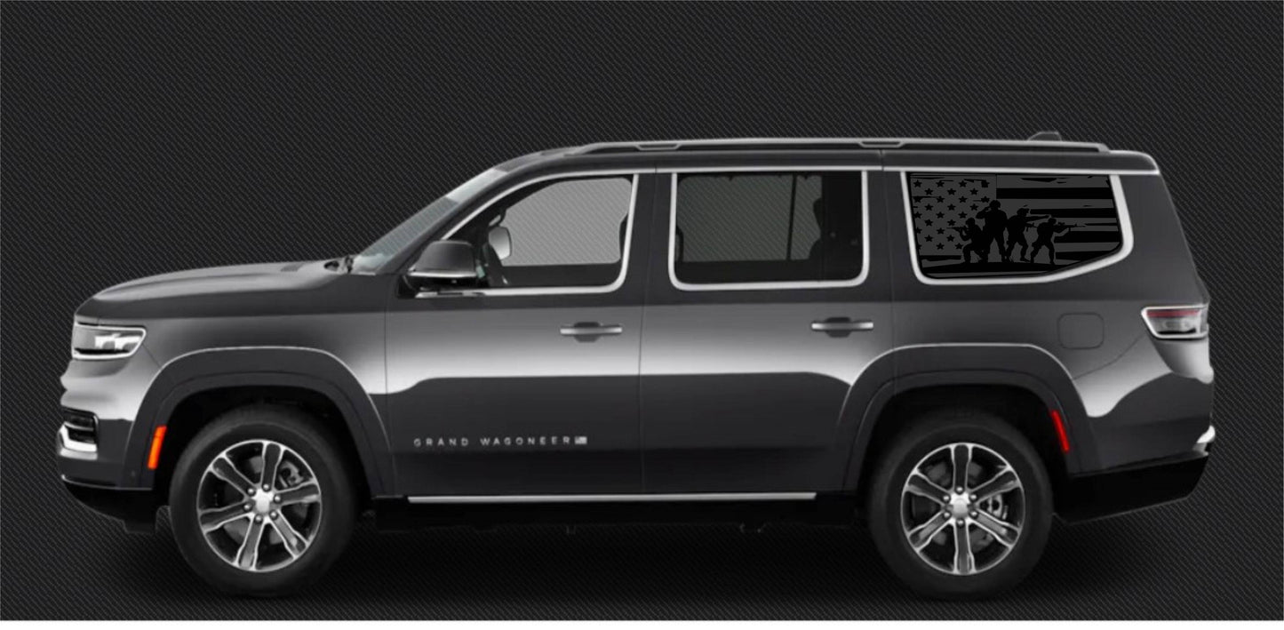 jeep wagoneer rear side windows American Flag decals car stickers