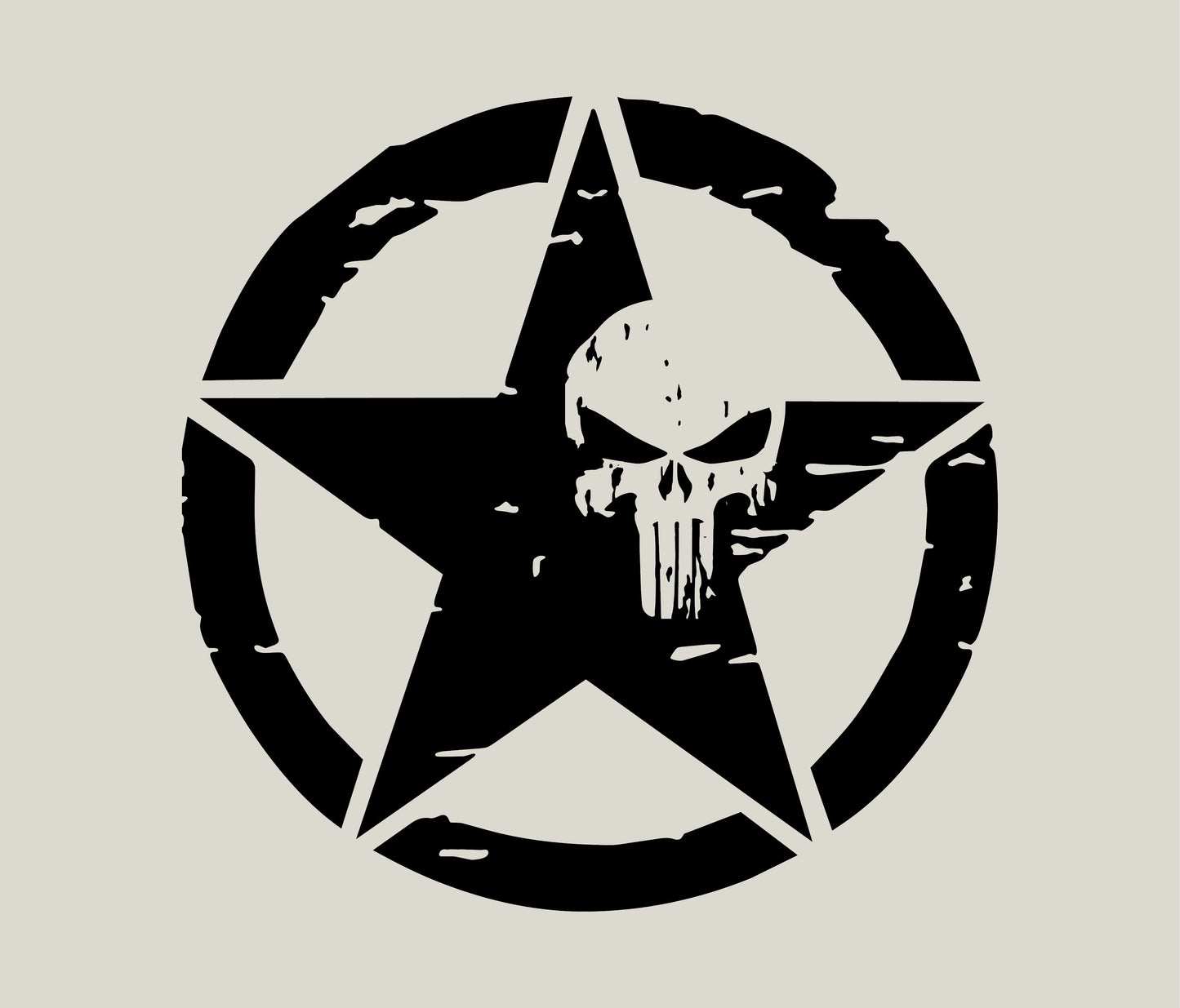 SET OF MILITARY STAR | PUNISHER VINYL DECALS FOR CARS, JEEPS, TRUCKS, VANS, WINDOWS...