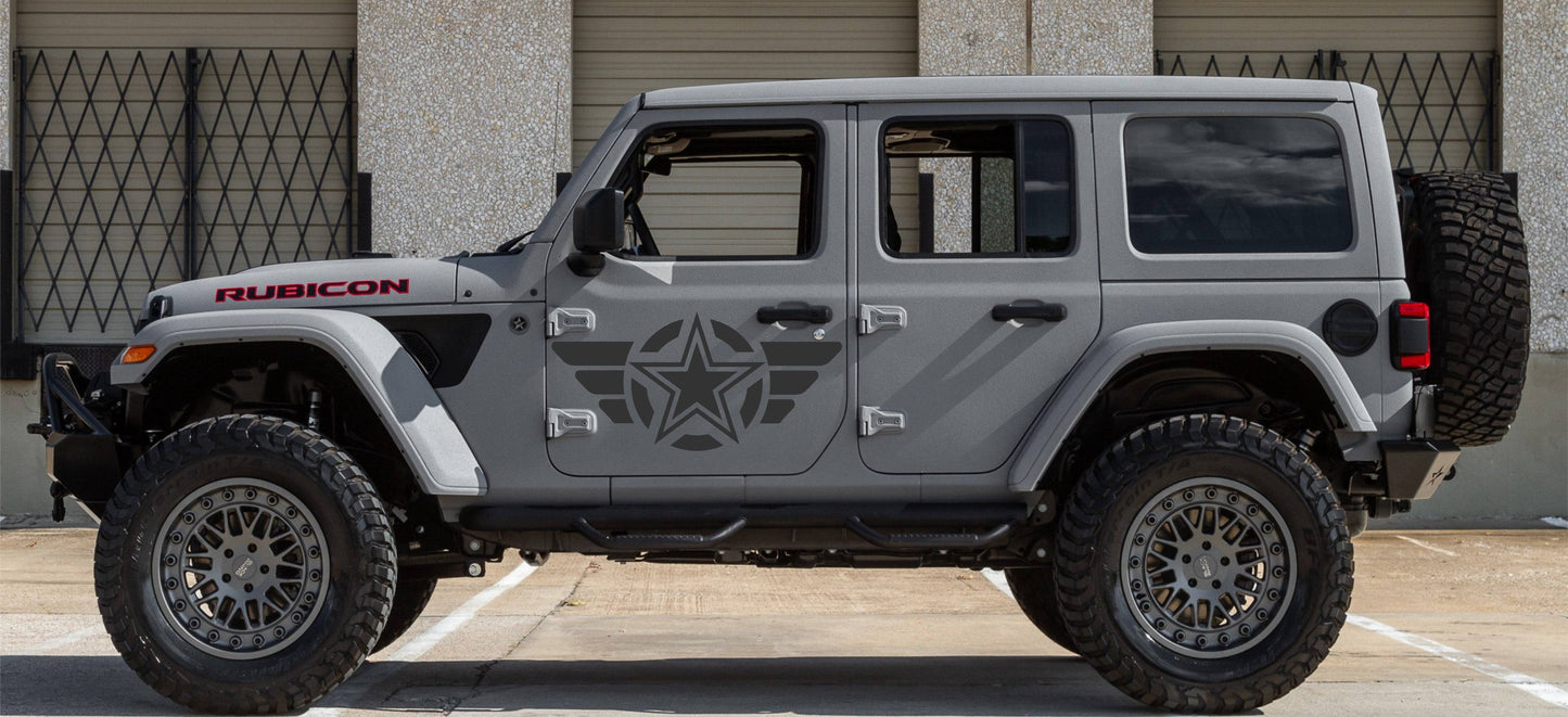 Set of Military Star Decals Stickers for Jeep Wrangler TJ, JK, TJ, Gladiator, Trucks, Cars