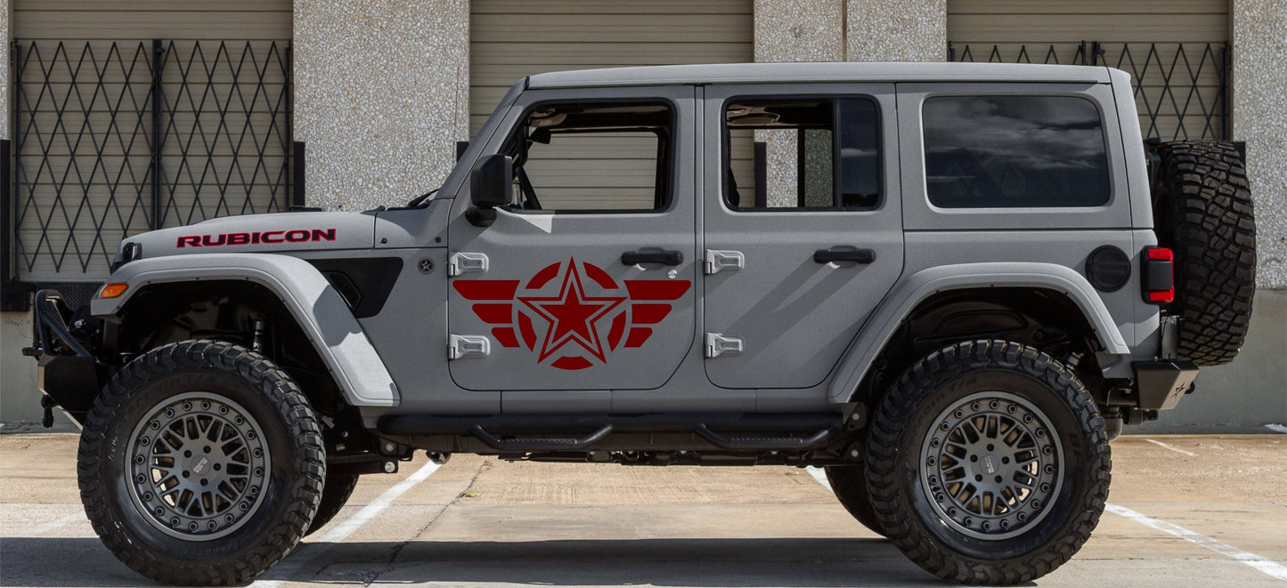 Set of Military Star Decals Stickers for Jeep Wrangler TJ, JK, TJ, Gladiator, Trucks, Cars