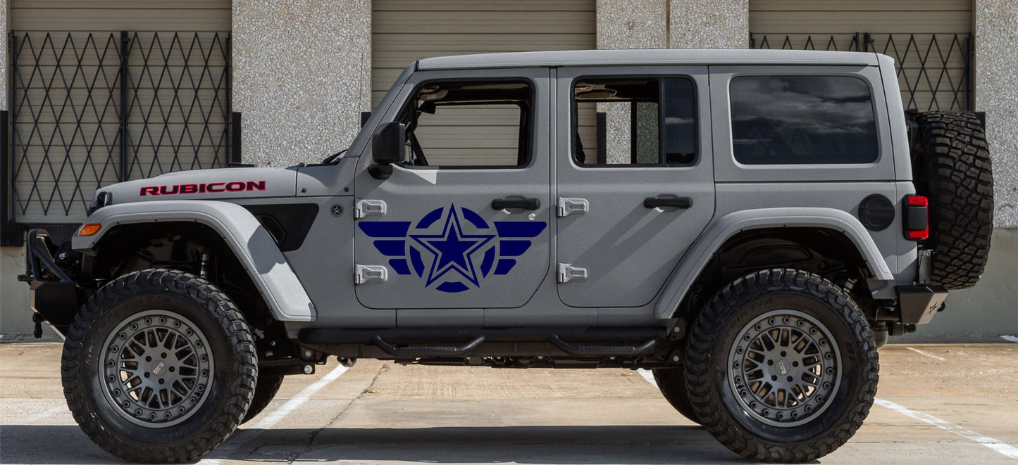 Set of Military Star Decals Stickers for Jeep Wrangler TJ, JK, TJ, Gladiator, Trucks, Cars