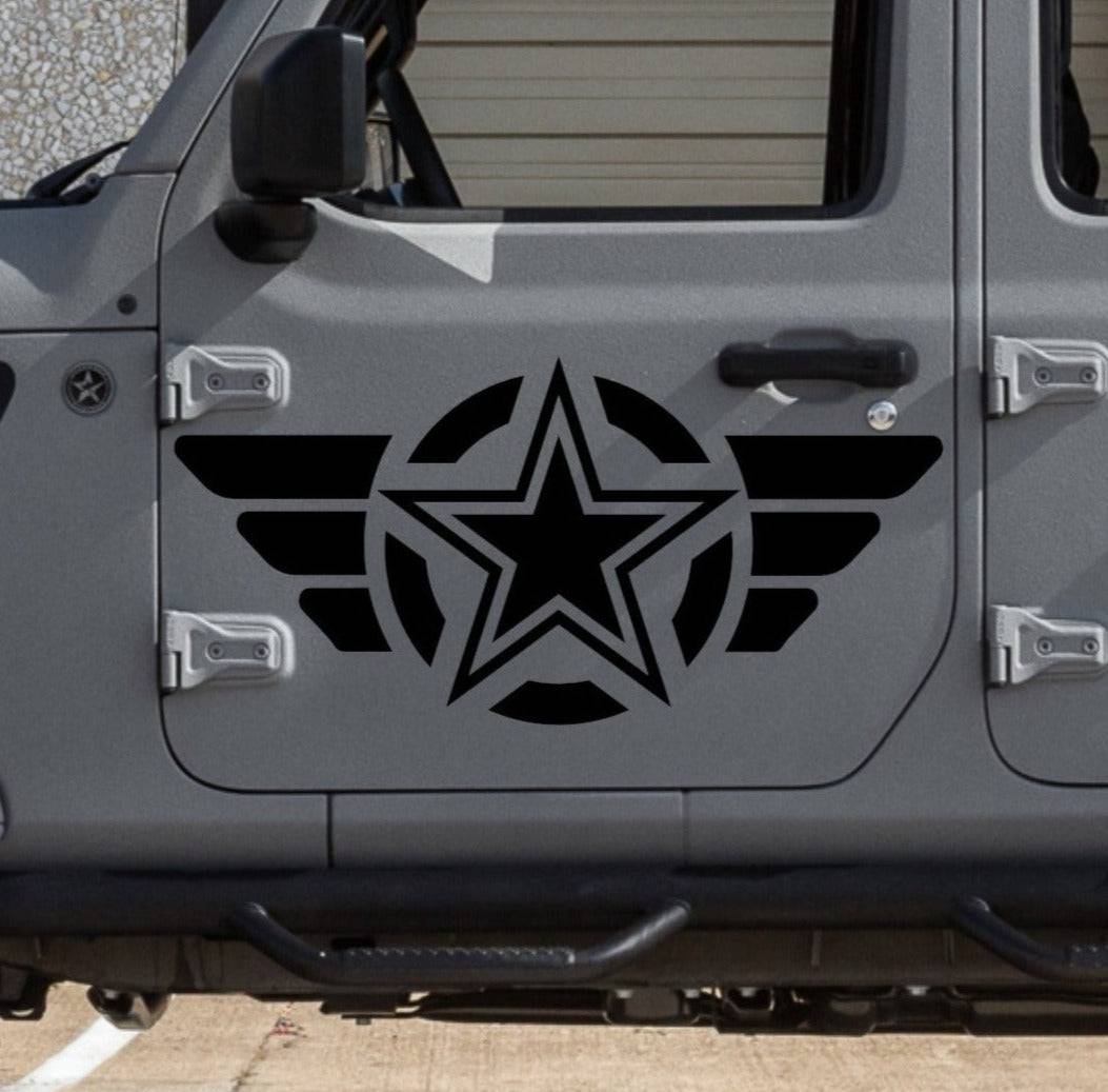 Set of Military Star Decals Stickers for Jeep Wrangler TJ, JK, TJ, Gladiator, Trucks, Cars