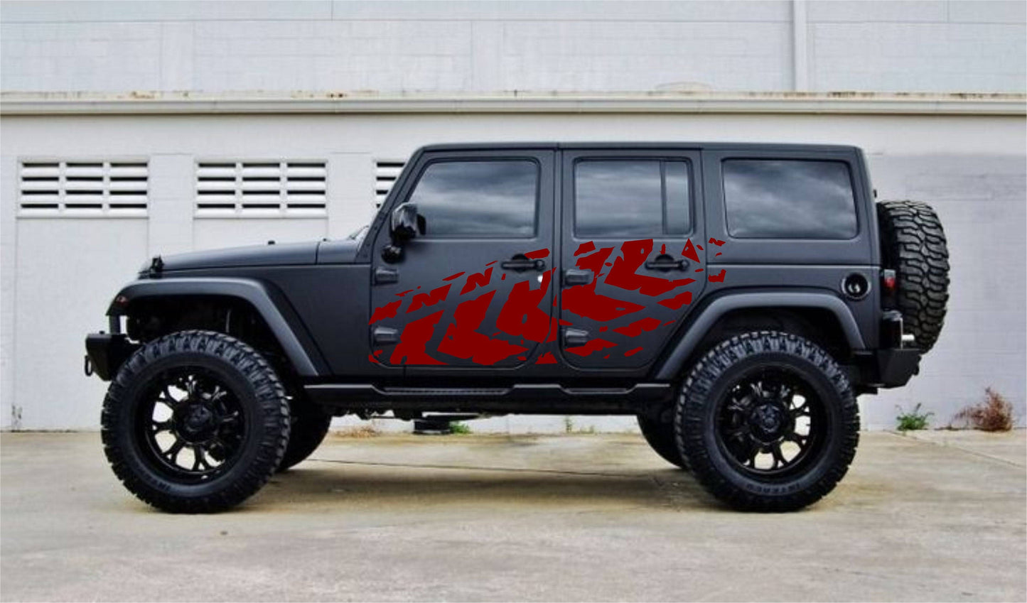 SET OF TIRE TRACKS VINYL DECAL FOR JEEP WRANGLER 4-DOOR JK 2007-2017