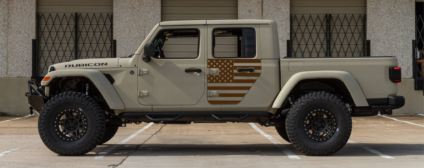 SET OF AMERICAN FLAG VINYL DECAL FOR JEEP GLADIATOR SIDE DOORS