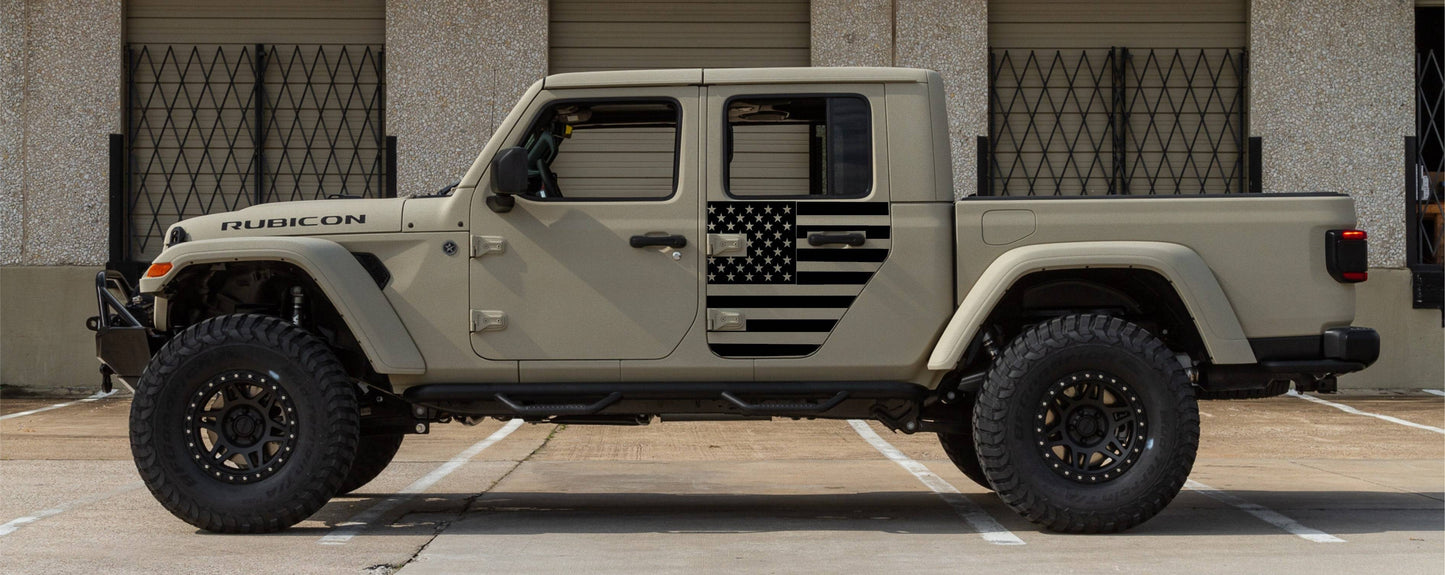 SET OF AMERICAN FLAG VINYL DECAL FOR JEEP GLADIATOR SIDE DOORS