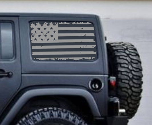 SET OF AMERICAN FLAG INSPIRED VINYL DECAL for JEEP WRANGLER 4-DOOR JK 2007-2017