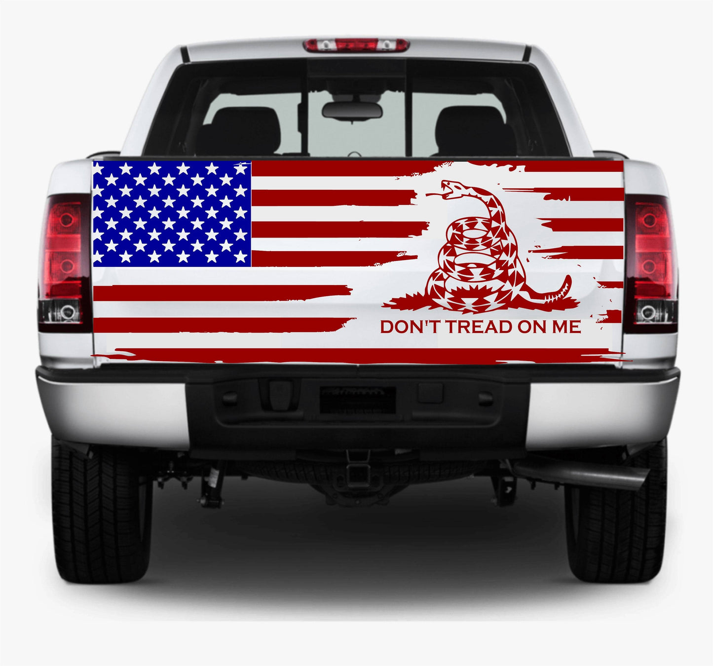 Distressed American Flag Decal Stickers "Don't Tread On Me" Patriotic Vinyl Decal for Any Trucks, SUV's, Vans, Tailgates, Bumpers...