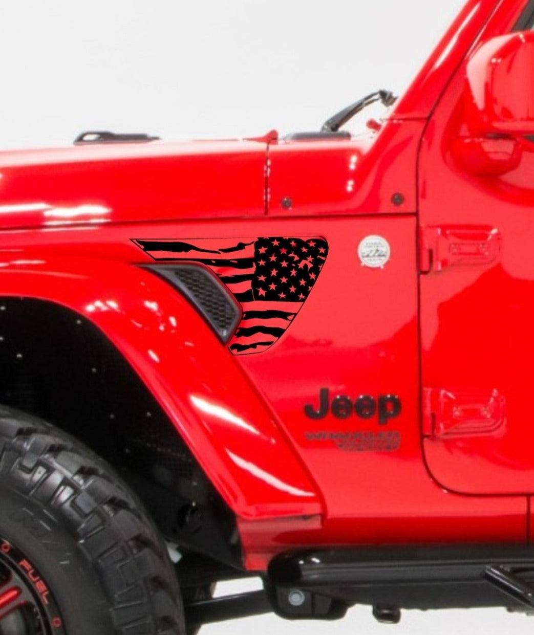 American Flag Fender Vents Vinyl Decal for Jeep Wrangler JL & Jeep Gladiator