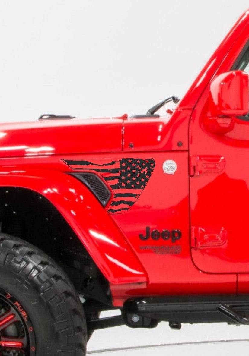 American Flag Fender Vents Vinyl Decal for Jeep Wrangler JL & Jeep Gladiator