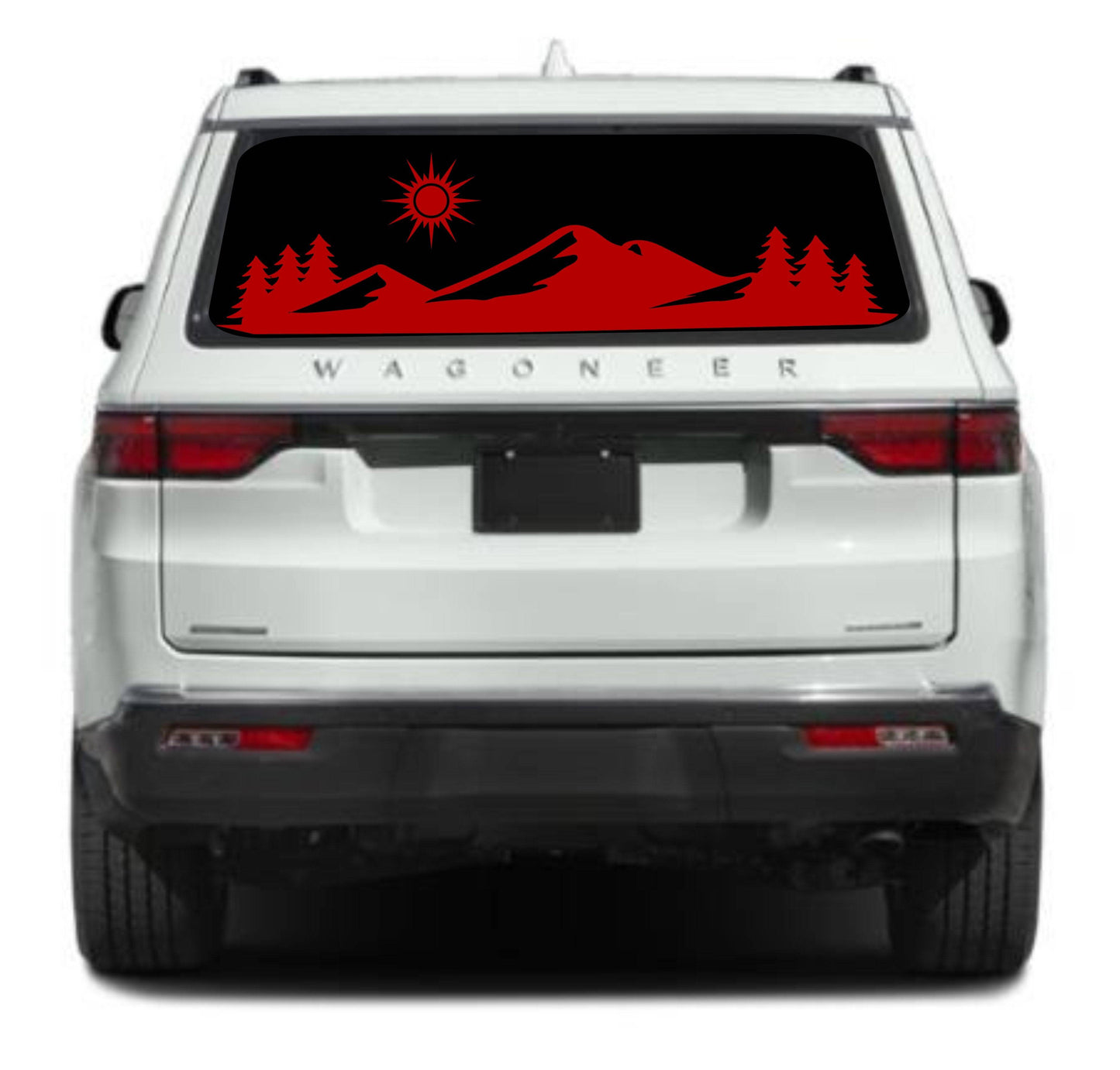 Mountain Silhouette Vinyl Decal for Jeep Wagoneer's Rear Window