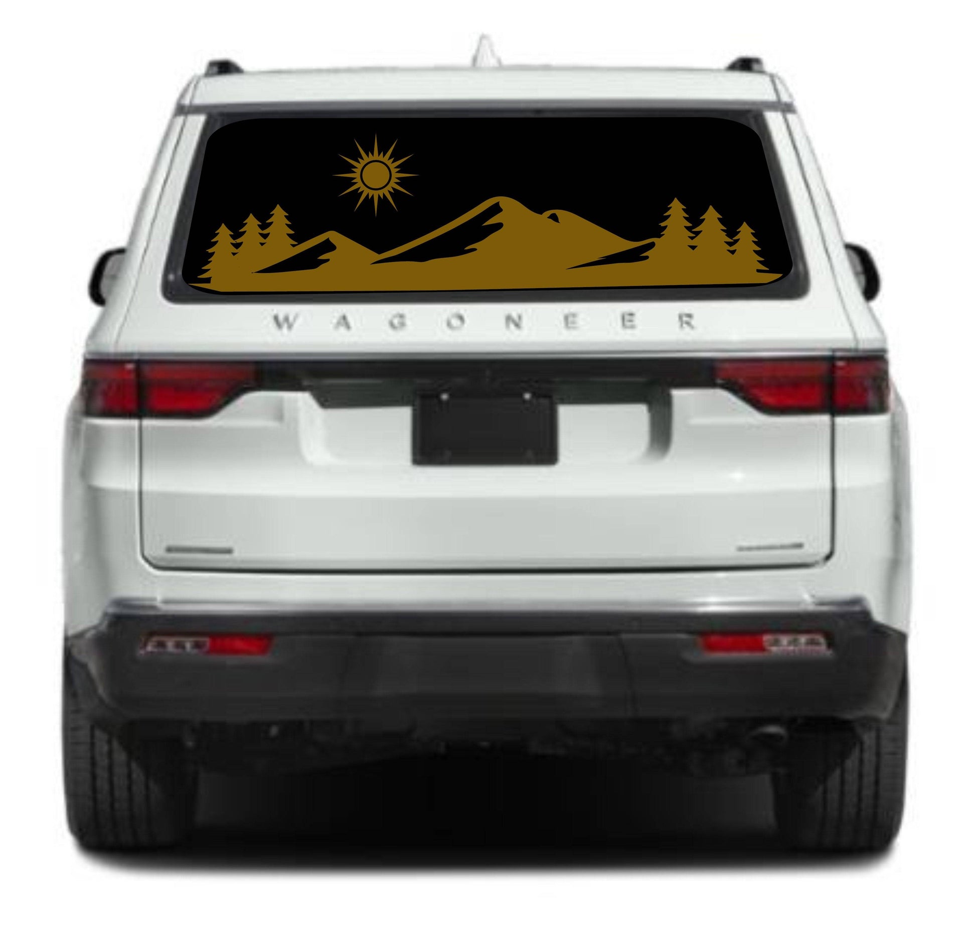 Mountain Silhouette Vinyl Decal for Jeep Wagoneer's Rear Window