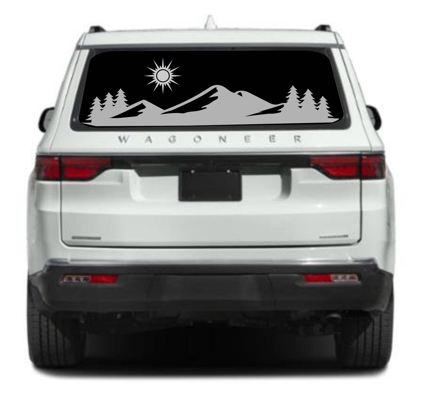 Mountain Silhouette Vinyl Decal for Jeep Wagoneer's Rear Window