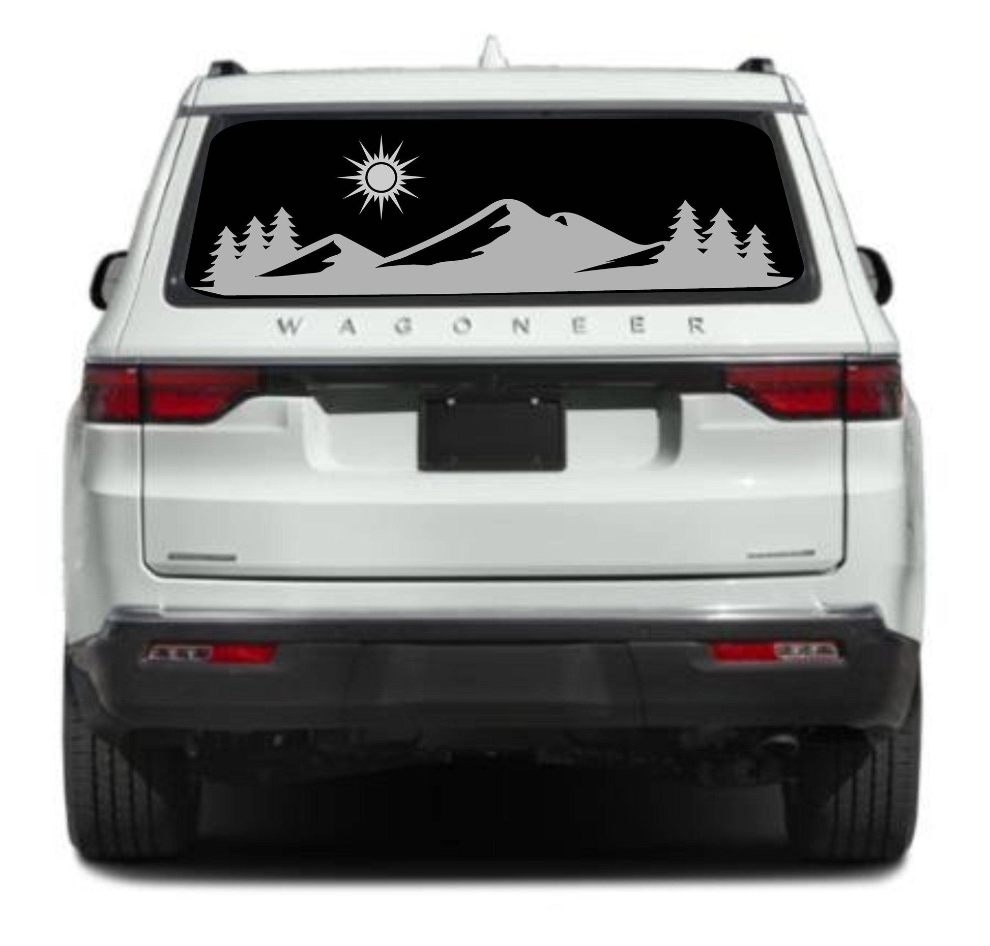 Mountain Silhouette Vinyl Decal for Jeep Wagoneer's Rear Window