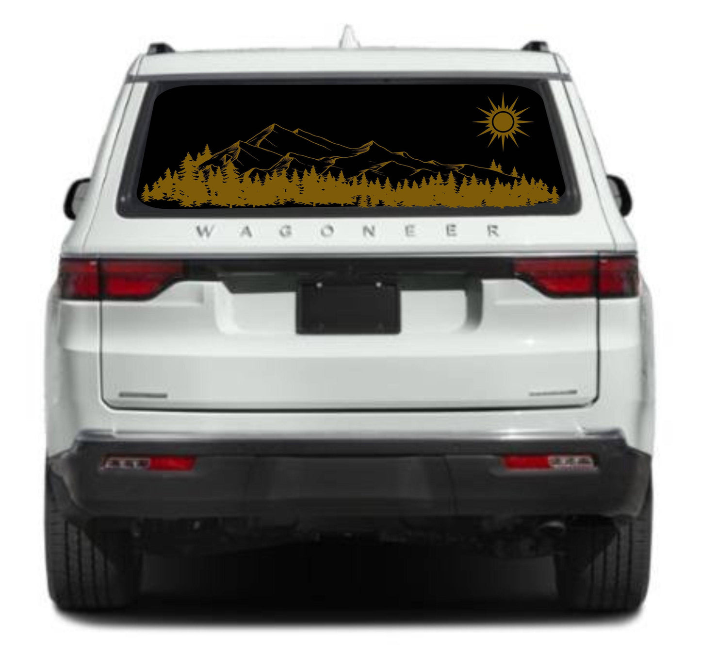 Mountain Silhouette Vinyl Decal for Jeep Wagoneer's Rear Window
