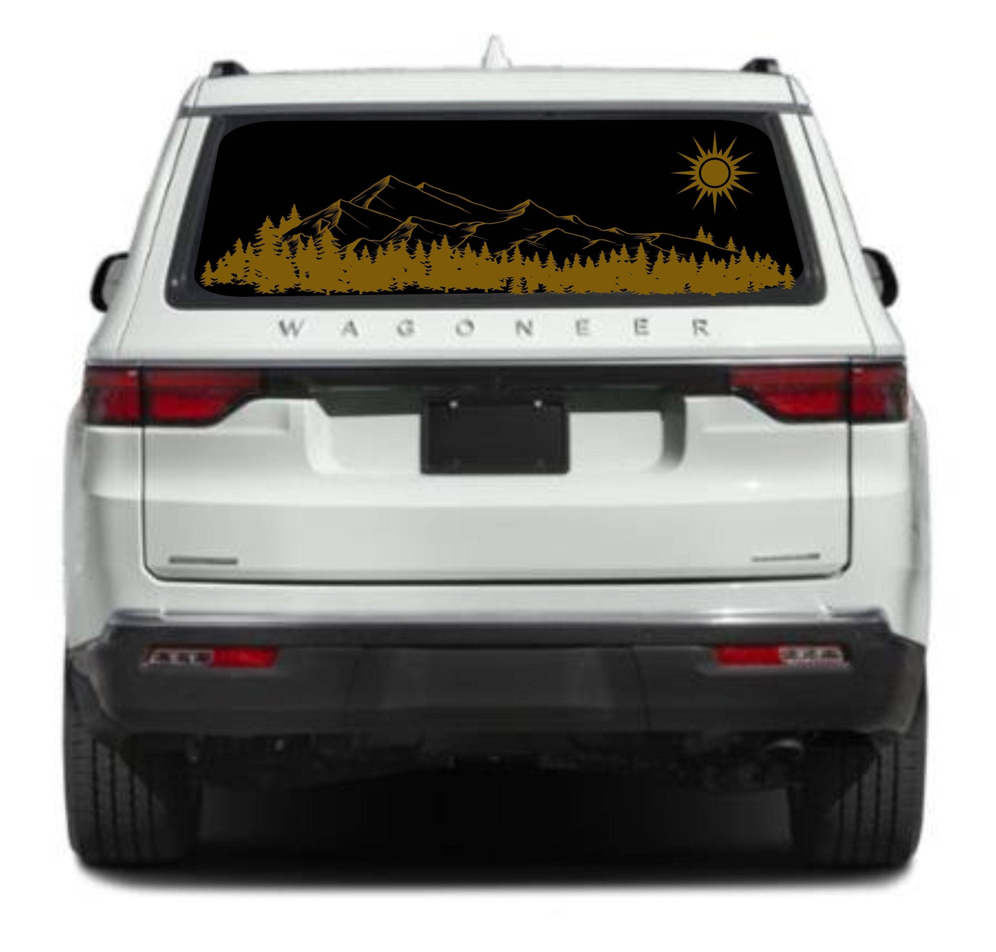 Mountain Silhouette Vinyl Decal for Jeep Wagoneer's Rear Window