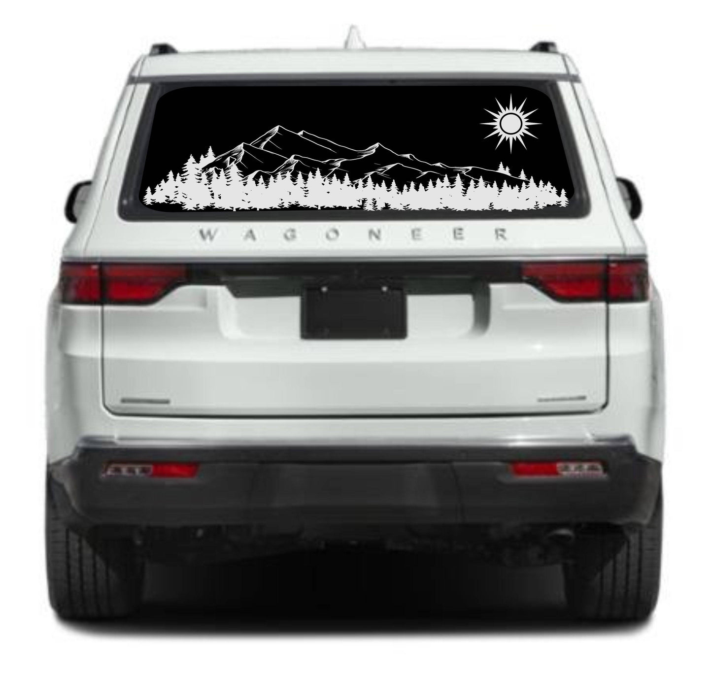 Mountain Silhouette Vinyl Decal for Jeep Wagoneer's Rear Window