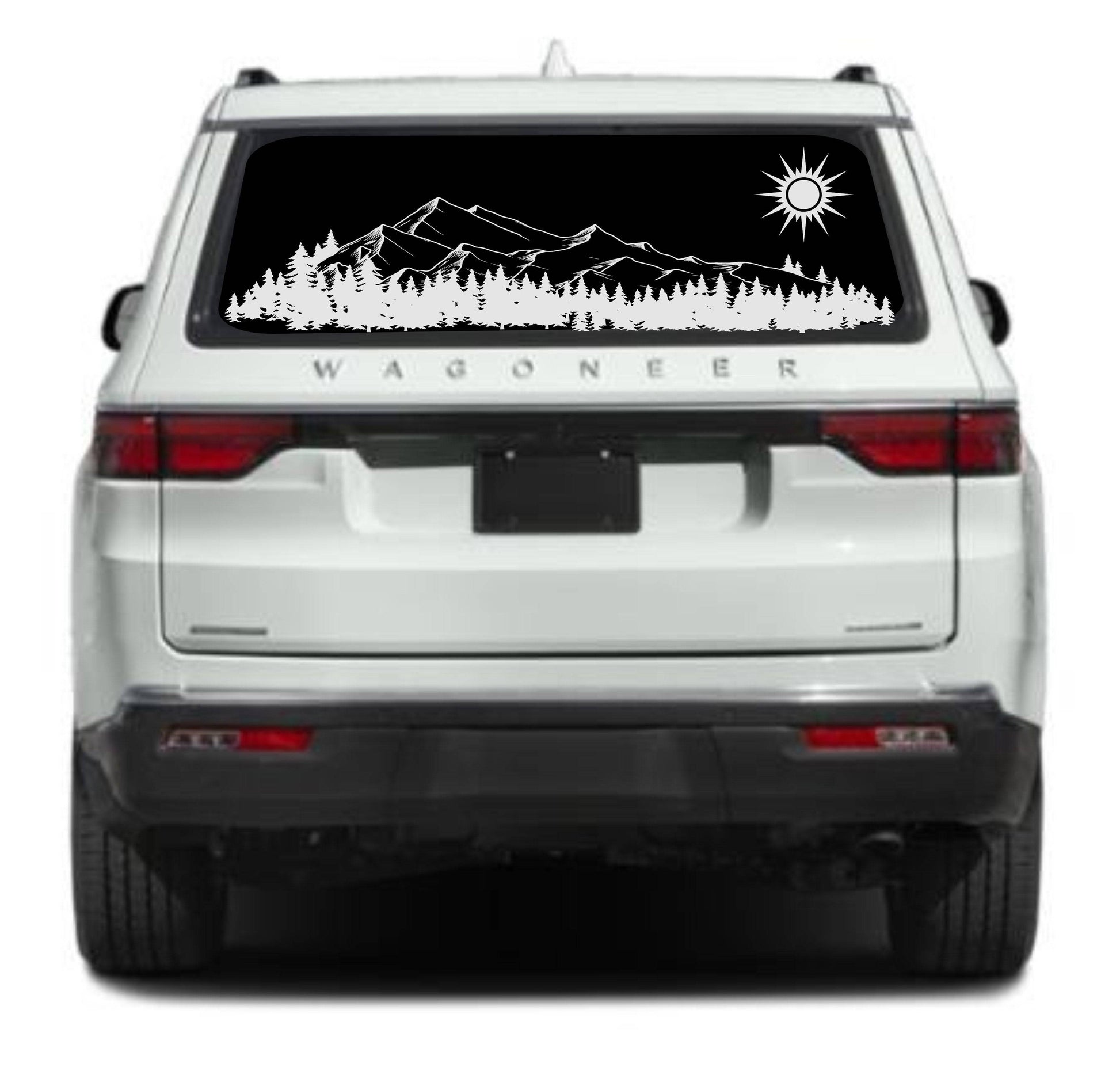 Mountain Silhouette Vinyl Decal for Jeep Wagoneer's Rear Window