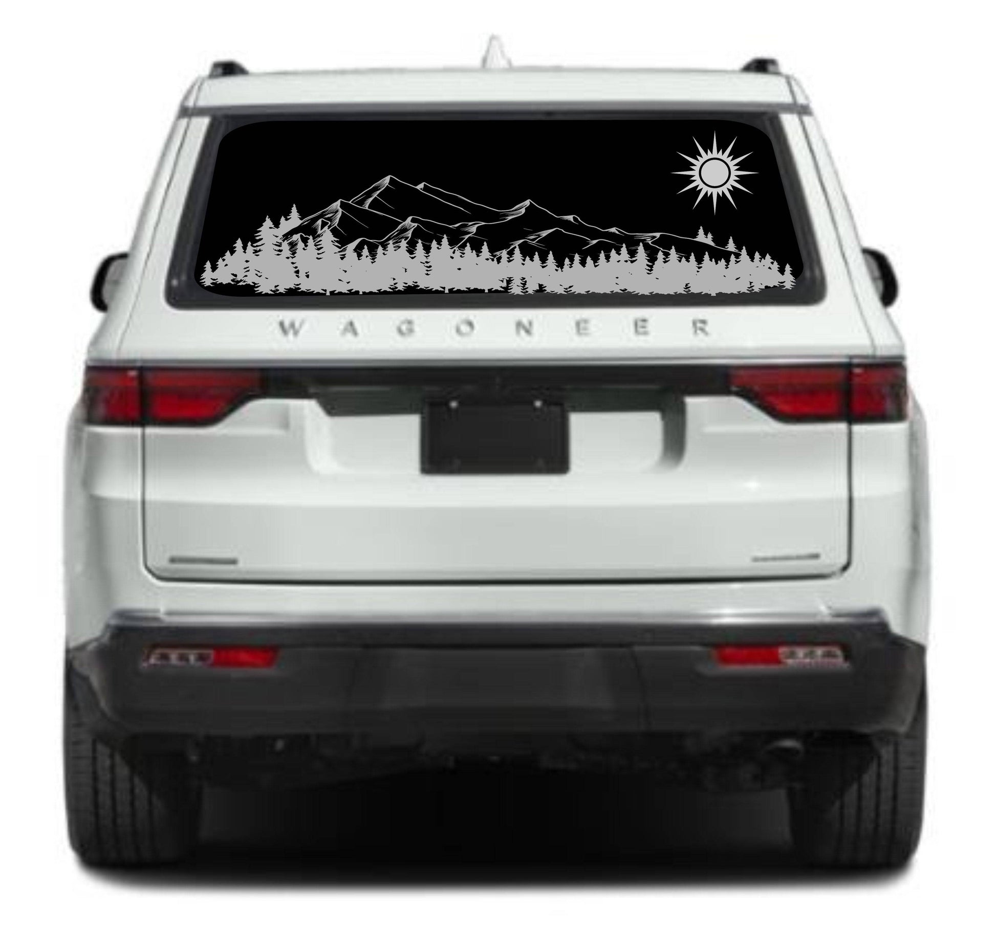 Mountain Silhouette Vinyl Decal for Jeep Wagoneer's Rear Window