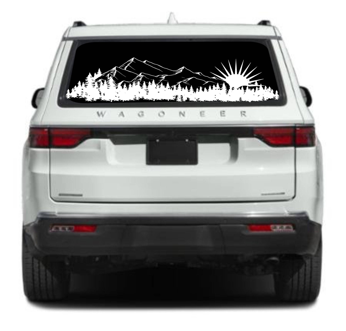 Mountain Silhouette Vinyl Decal for Jeep Wagoneer's Rear Window