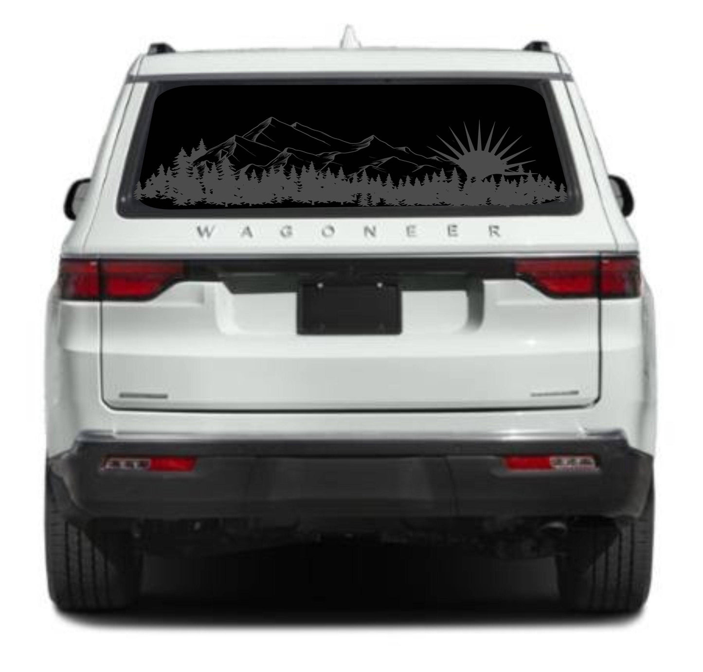 Mountain Silhouette Vinyl Decal for Jeep Wagoneer's Rear Window