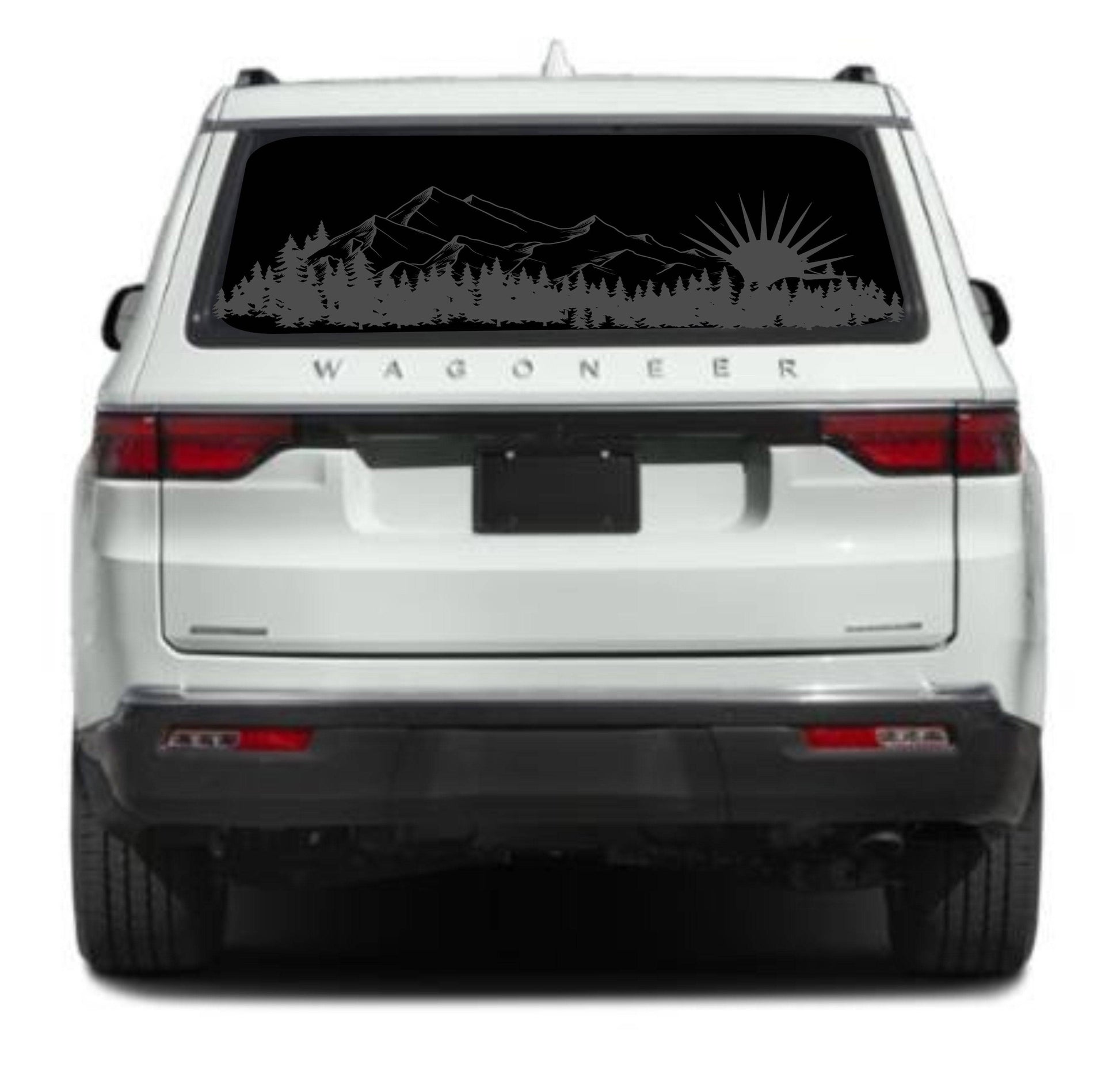 Mountain Silhouette Vinyl Decal for Jeep Wagoneer's Rear Window