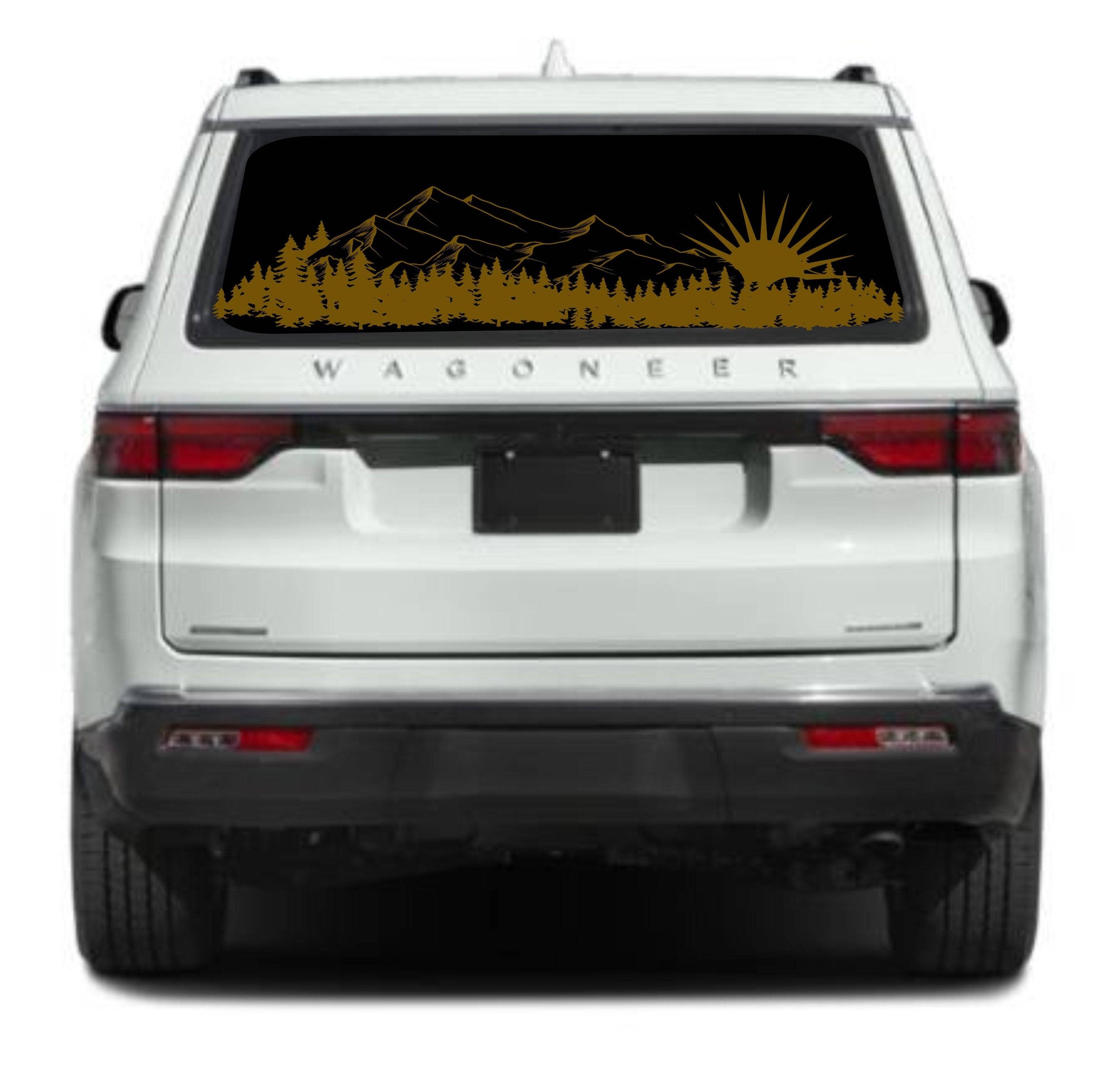 Mountain Silhouette Vinyl Decal for Jeep Wagoneer's Rear Window